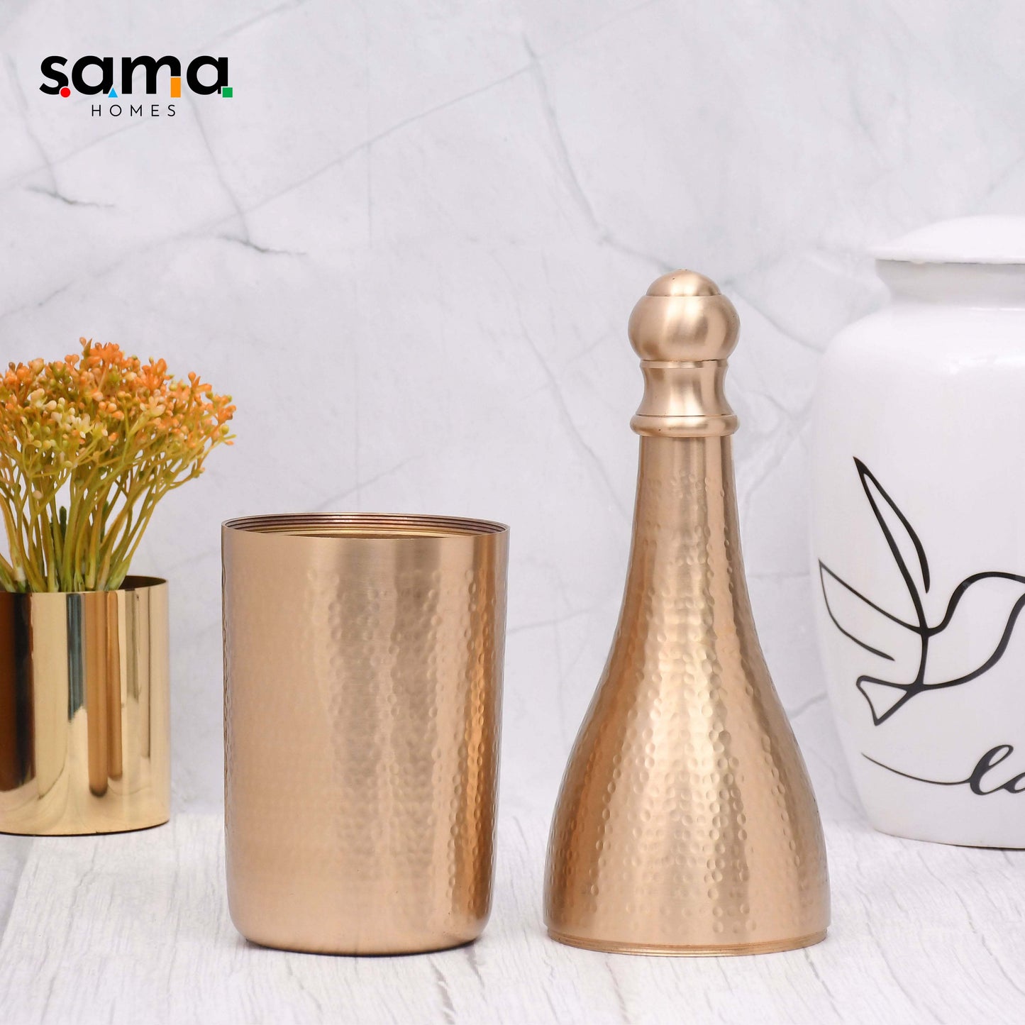 Elegant Design Brass Matt Finished Champagne Bottle Case Barware - Sama Homes