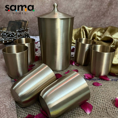 Kansa/Bronze Lemon Set with 6 Glasses & Jug - Sama Homes