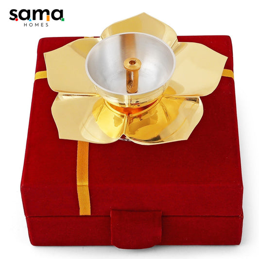 Lotus Diya / Deepak with Velvet Box - Sama Homes