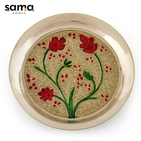 Meenakari Bhog Pooja Plate - Sama Homes