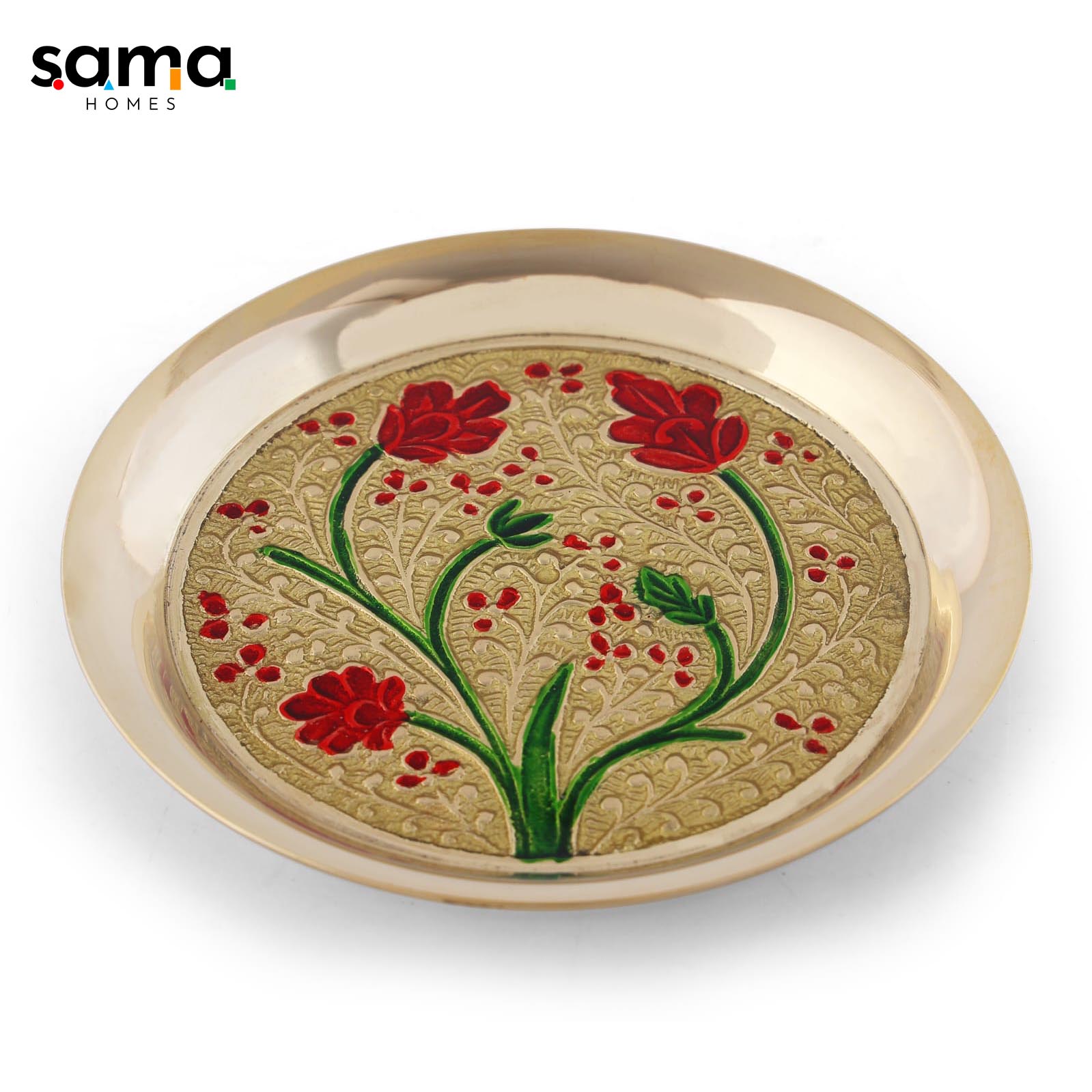 Meenakari Bhog Pooja Plate - Sama Homes