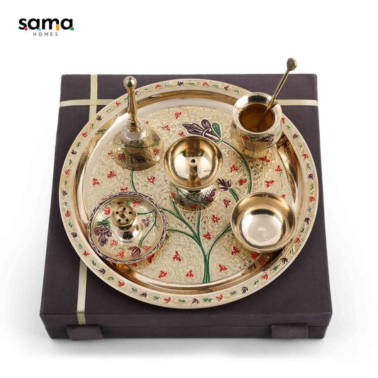 Meenakari Pooja (Set of 7) 10inch - Sama Homes