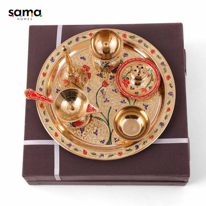 Meenakari Pooja (Set of 7) 8 inch - Sama Homes
