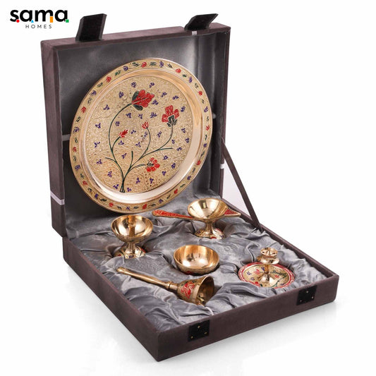 Meenakari Pooja (Set of 7) 8 inch - Sama Homes
