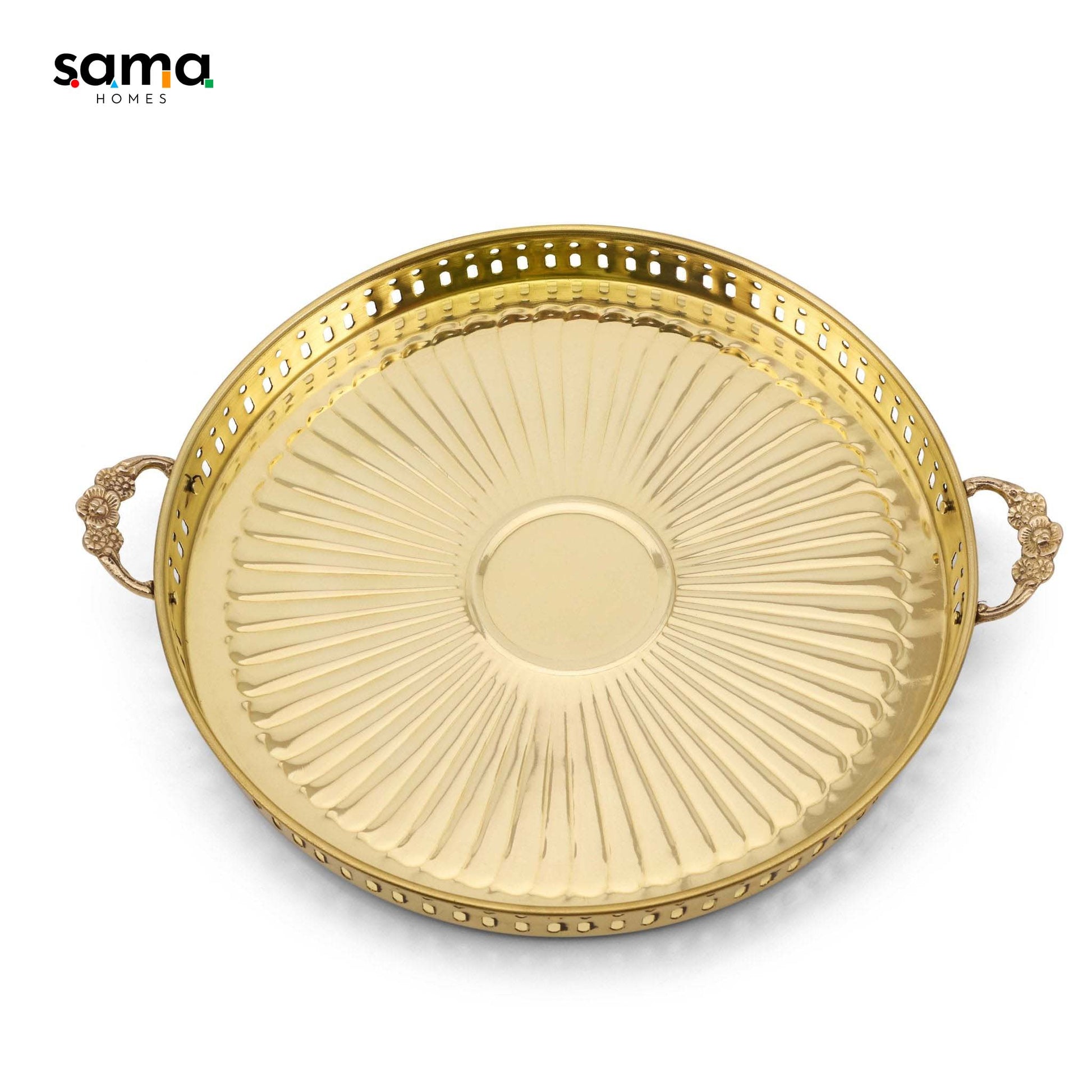 Pooja Thali with Handle [Jaalidar Khomcha] - Sama Homes - Eco-friendly - Sama Homes